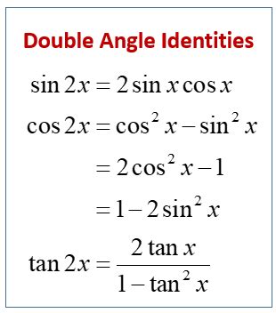 double angle identities worksheet